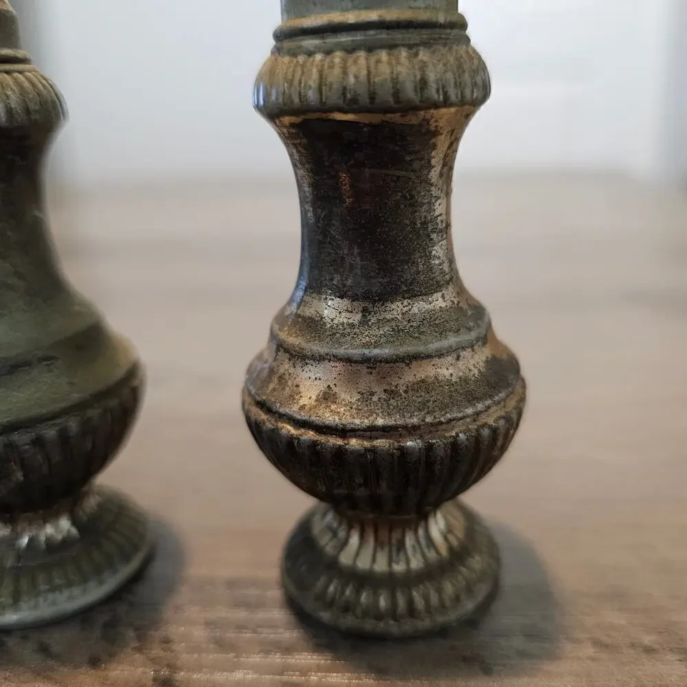 Vintage Salt and Pepper Shakers Silver Plated Tarnished 4